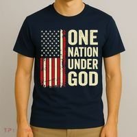 One Nation Under God Patriotic Christian USA Flag T-Shirt thumb 3