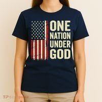 One Nation Under God Patriotic Christian USA Flag T-Shirt thumb 4
