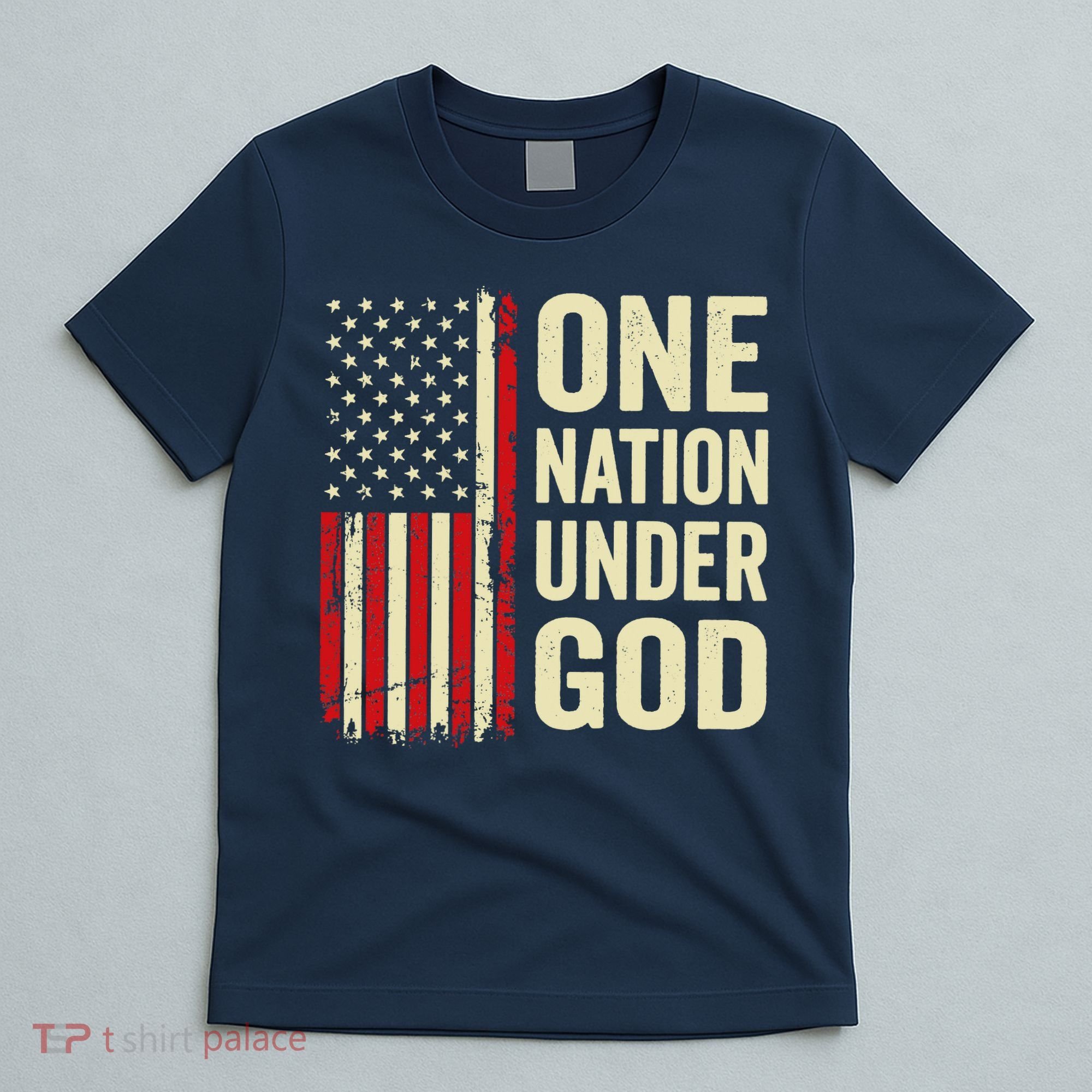One Nation Under God Patriotic Christian USA Flag T-Shirt