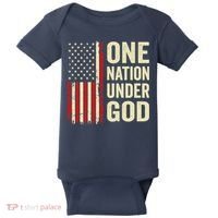 One Nation Under God Patriotic Christian USA Flag Baby Bodysuit thumb 0