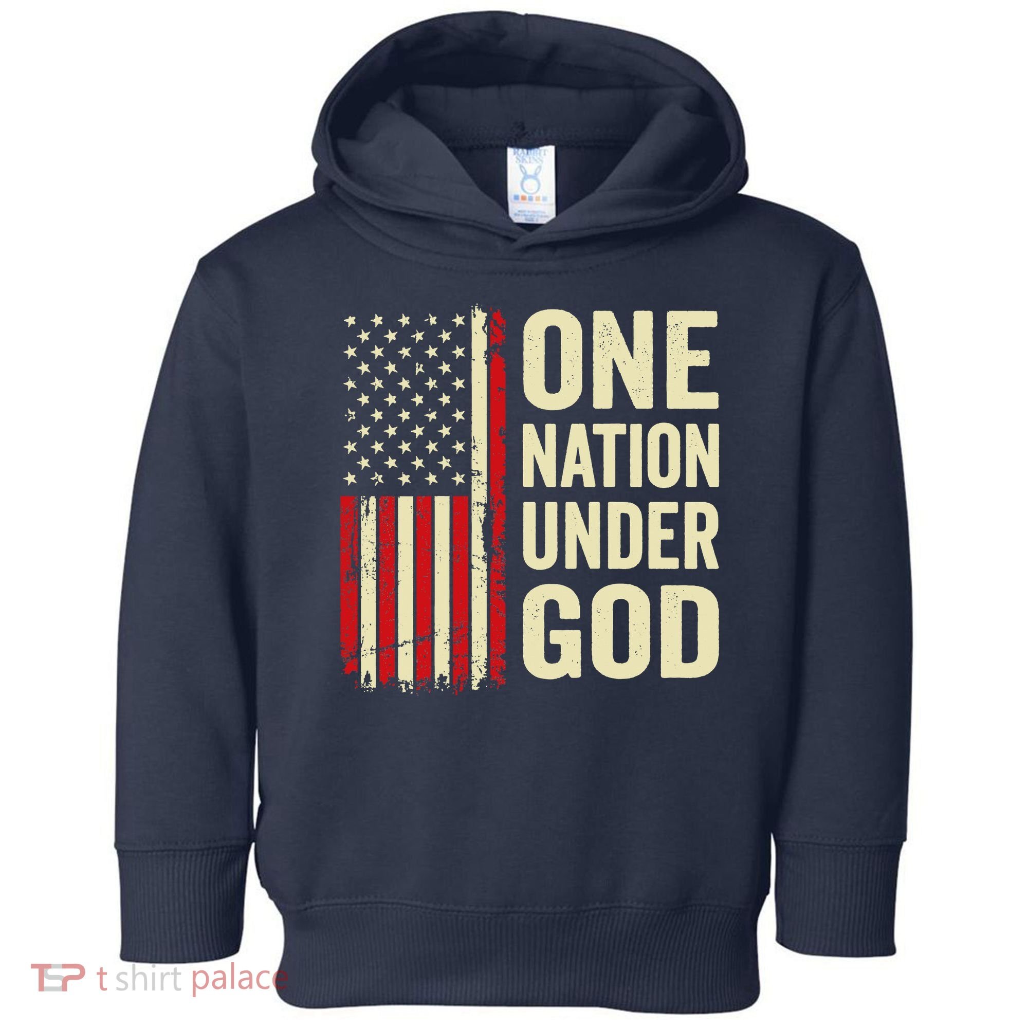 One Nation Under God Patriotic Christian USA Flag Toddler Hoodie