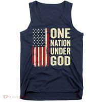 One Nation Under God Patriotic Christian USA Flag Tank Top thumb 0