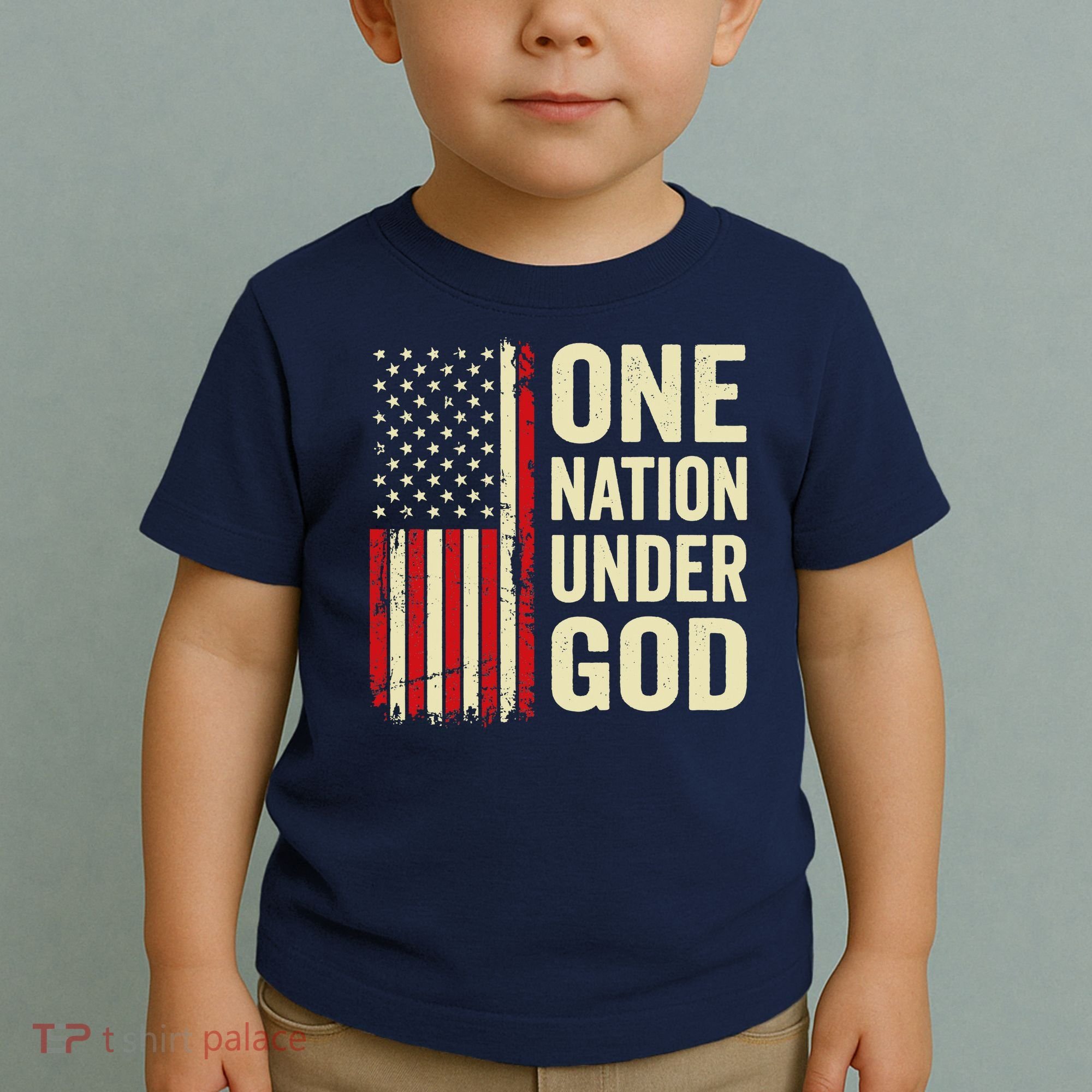 One Nation Under God Patriotic Christian USA Flag Toddler T-Shirt