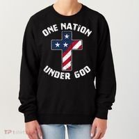 One Nation Under God Patriotic Christian Meaningful Gift Women's Sweatshirt thumb 0