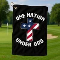 One Nation Under God Patriotic Christian Meaningful Gift Golf Towel thumb 1