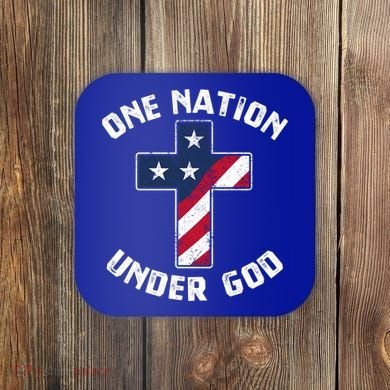 One Nation Under God Patriotic Christian Meaningful Gift Coaster
