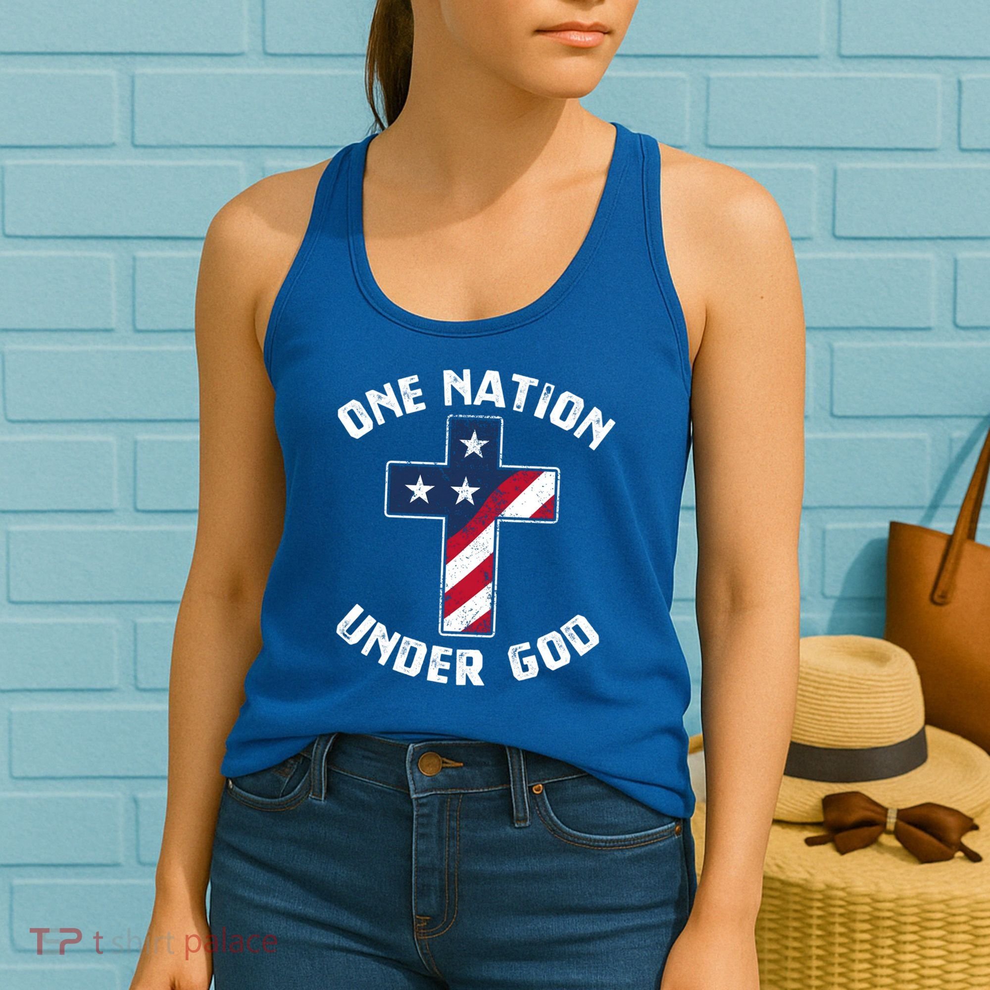 One Nation Under God Patriotic Christian Meaningful Gift Women's Tank Top