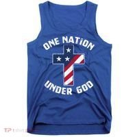 One Nation Under God Patriotic Christian Meaningful Gift Tank Top thumb 0