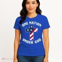 One Nation Under God Patriotic Christian Meaningful Gift Women's T-Shirt thumb 4