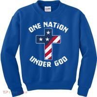 One Nation Under God Patriotic Christian Meaningful Gift Kids Sweatshirt thumb 0