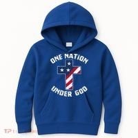 One Nation Under God Patriotic Christian Meaningful Gift Kids Hoodie thumb 0