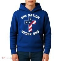 One Nation Under God Patriotic Christian Meaningful Gift Kids Hoodie thumb 4
