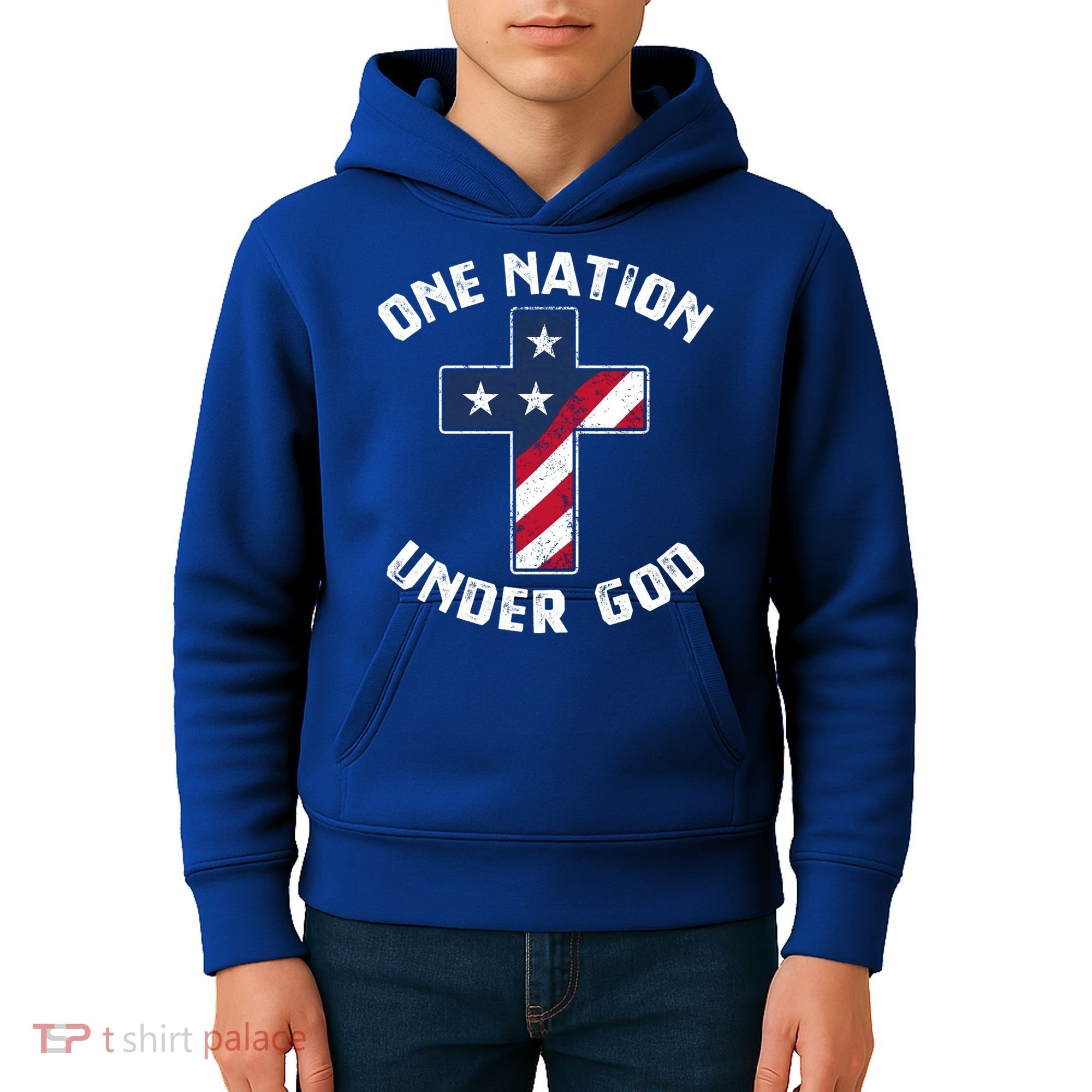 One Nation Under God Patriotic Christian Meaningful Gift Kids Hoodie