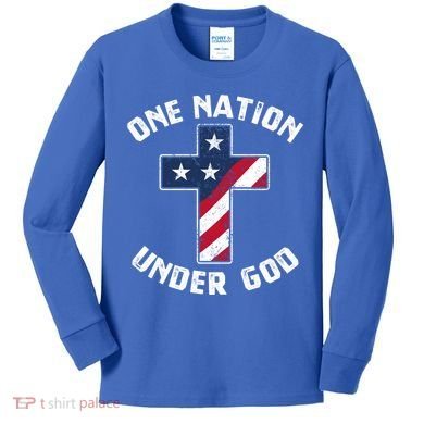 One Nation Under God Patriotic Christian Meaningful Gift Kids Long Sleeve Shirt
