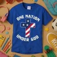 One Nation Under God Patriotic Christian Meaningful Gift Kids T-Shirt thumb 3