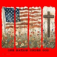 One Nation Under God USA Flag Cross Floral Christian  Santa Hat thumb 1