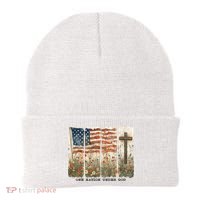 One Nation Under God USA Flag Cross Floral Christian  Beanie thumb 0