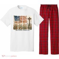 One Nation Under God USA Flag Cross Floral Christian  Pajama Set thumb 0