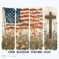 One Nation Under God USA Flag Cross Floral Christian  Women's Hoodie thumb 2
