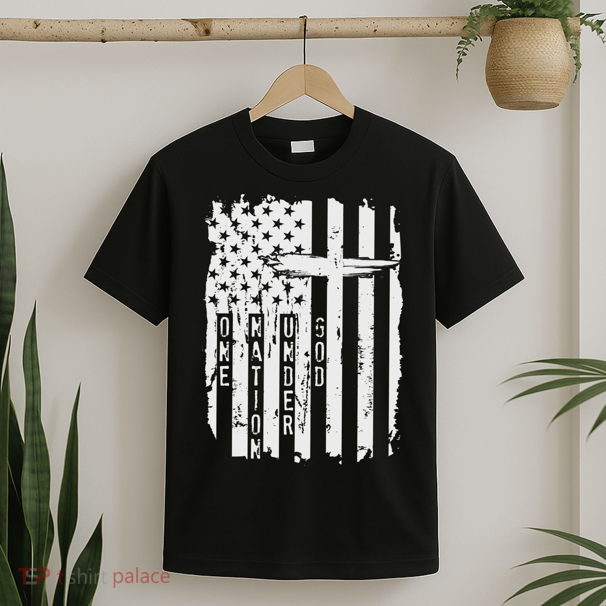 One Nation Under God Grunge Distressed USA American Flag T-Shirt