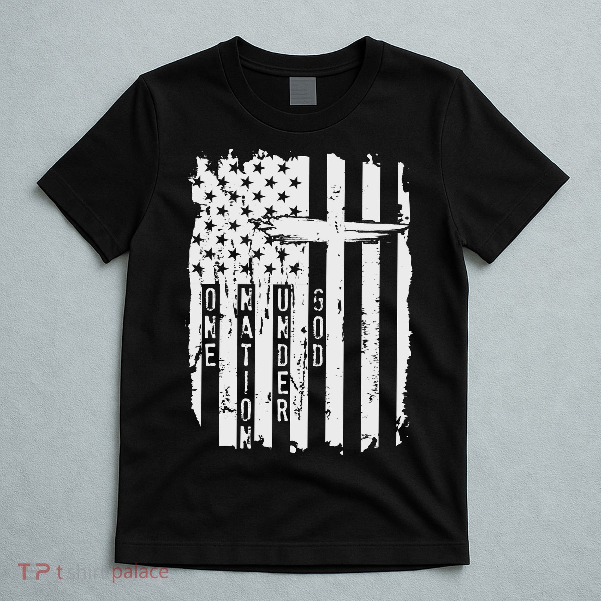 One Nation Under God Grunge Distressed USA American Flag T-Shirt