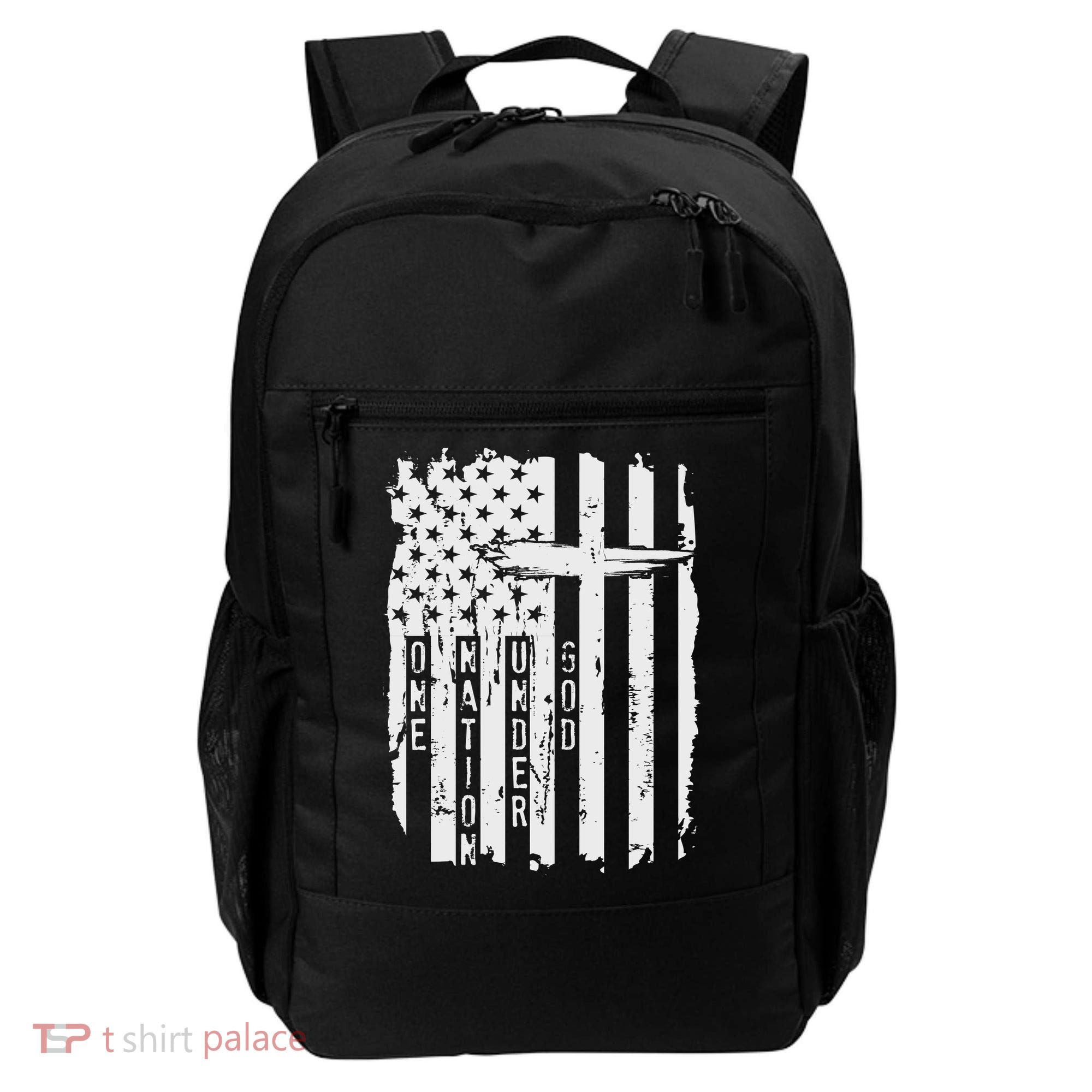 One Nation Under God Grunge Distressed USA American Flag Backpack