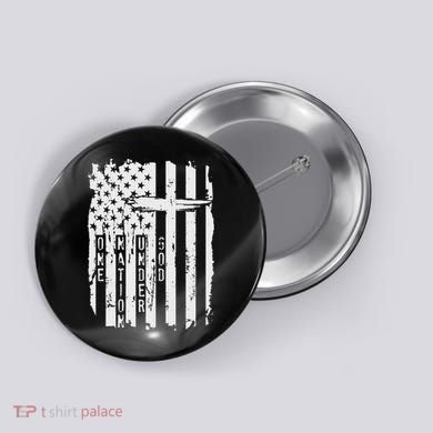 One Nation Under God Grunge Distressed USA American Flag Button
