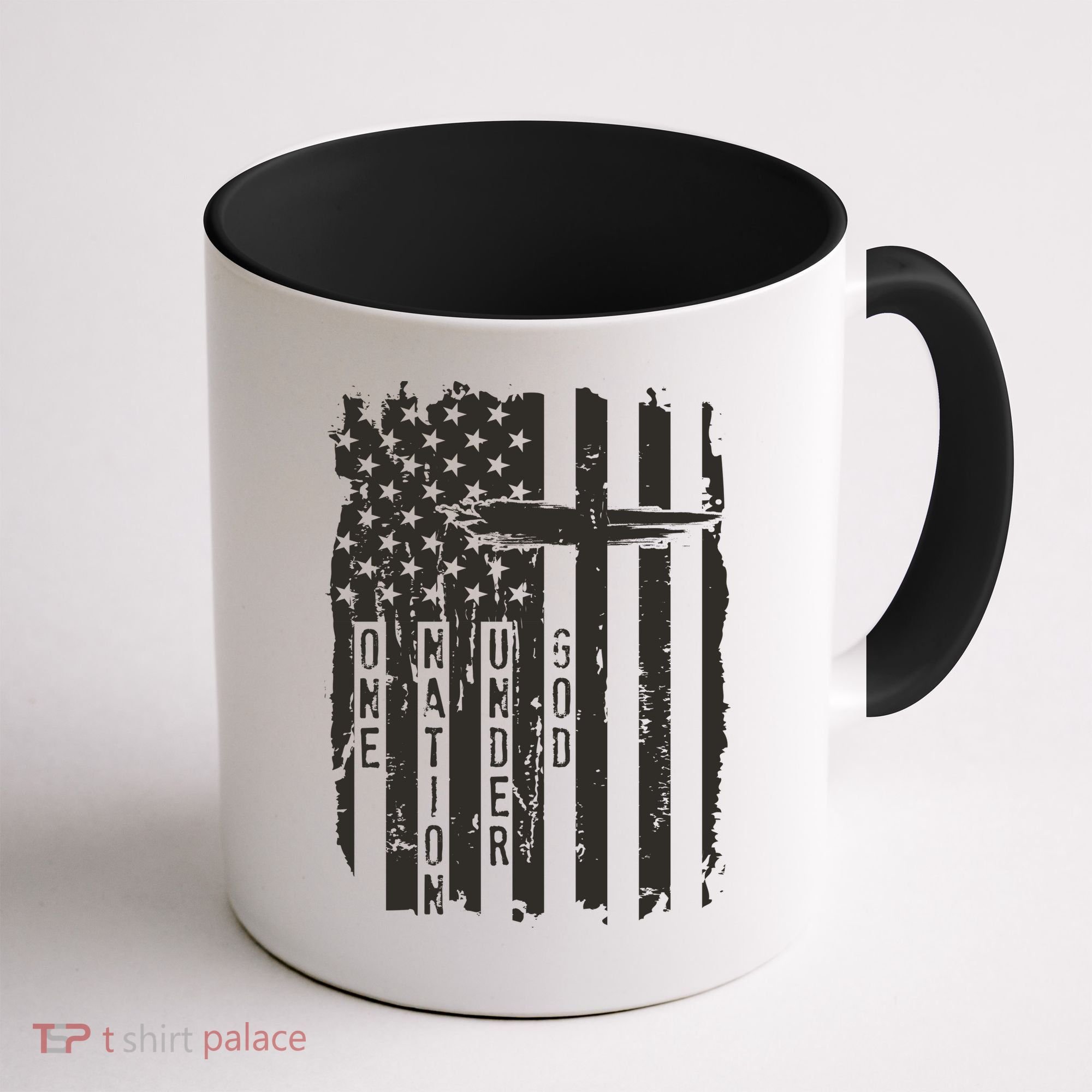 One Nation Under God Grunge Distressed USA American Flag Coffee Mug