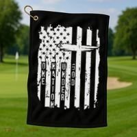 One Nation Under God Grunge Distressed USA American Flag Golf Towel thumb 1
