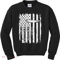One Nation Under God Grunge Distressed USA American Flag Kids Sweatshirt thumb 0