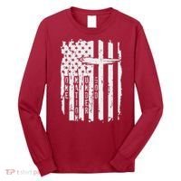 One Nation Under God Grunge Distressed USA American Flag Long Sleeve Shirt thumb 0