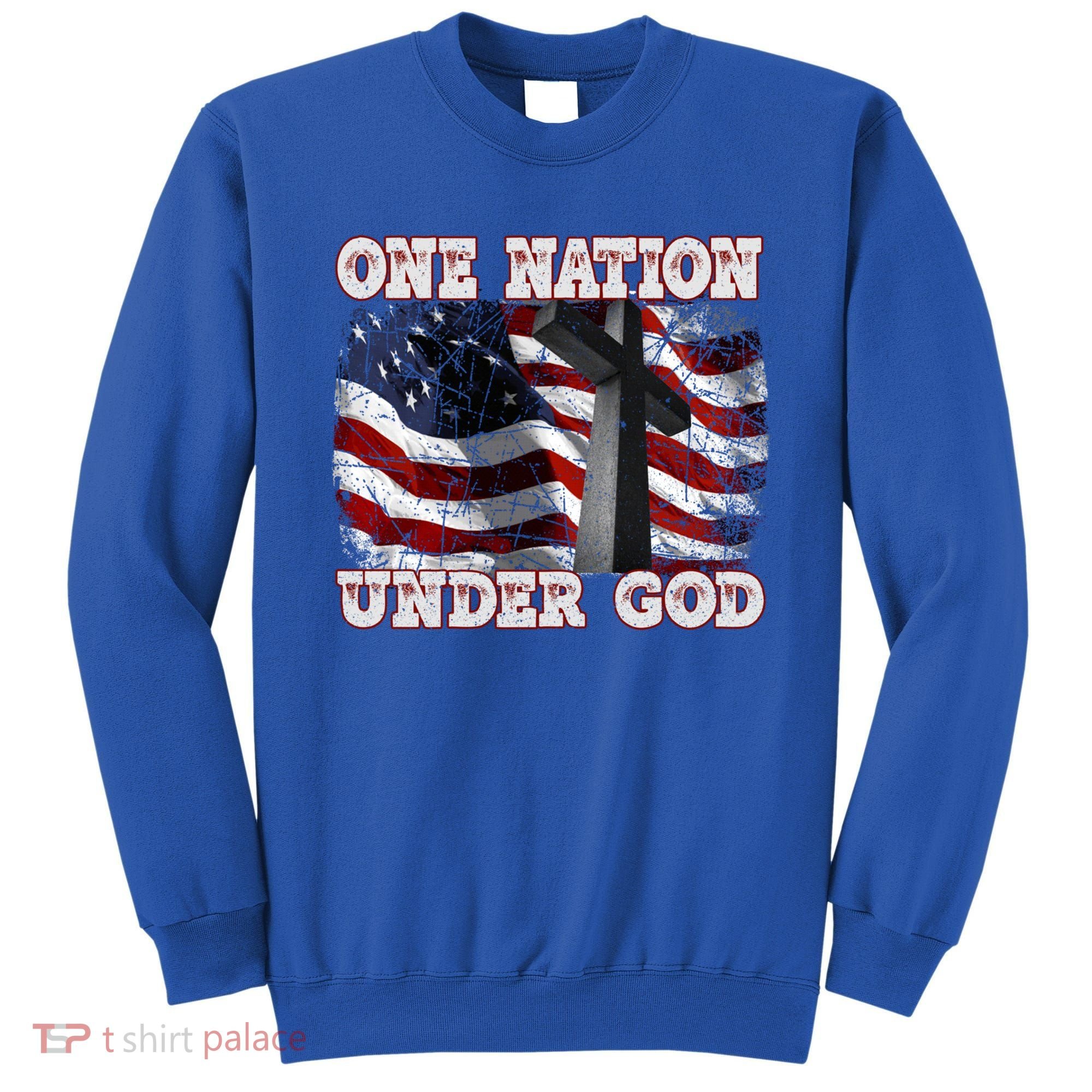 One Nation Under God Patriotic Christian Cross American Flag Cool Gift Sweatshirt