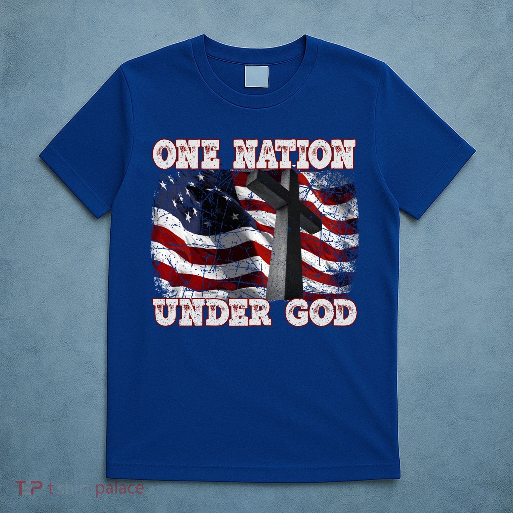 One Nation Under God Patriotic Christian Cross American Flag Cool Gift T-Shirt