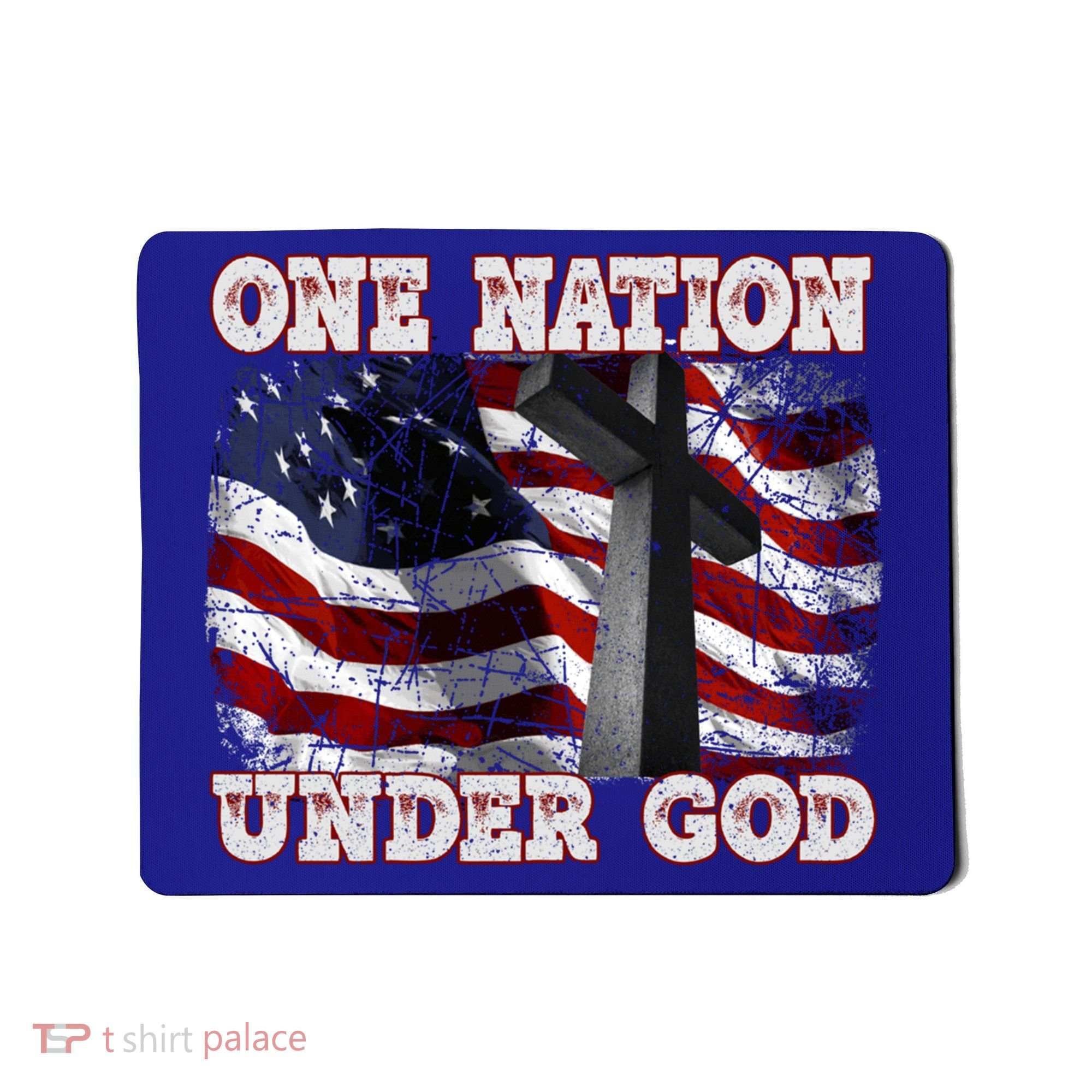 One Nation Under God Patriotic Christian Cross American Flag Cool Gift Mousepad