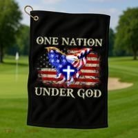 One Nation Under God Patriotic Usa Christian Gift Golf Towel thumb 1