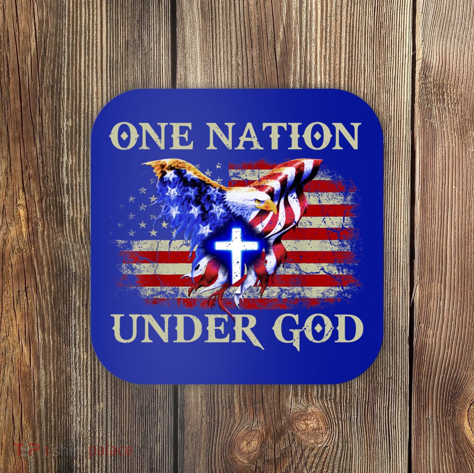 One Nation Under God Patriotic Usa Christian Gift Coaster