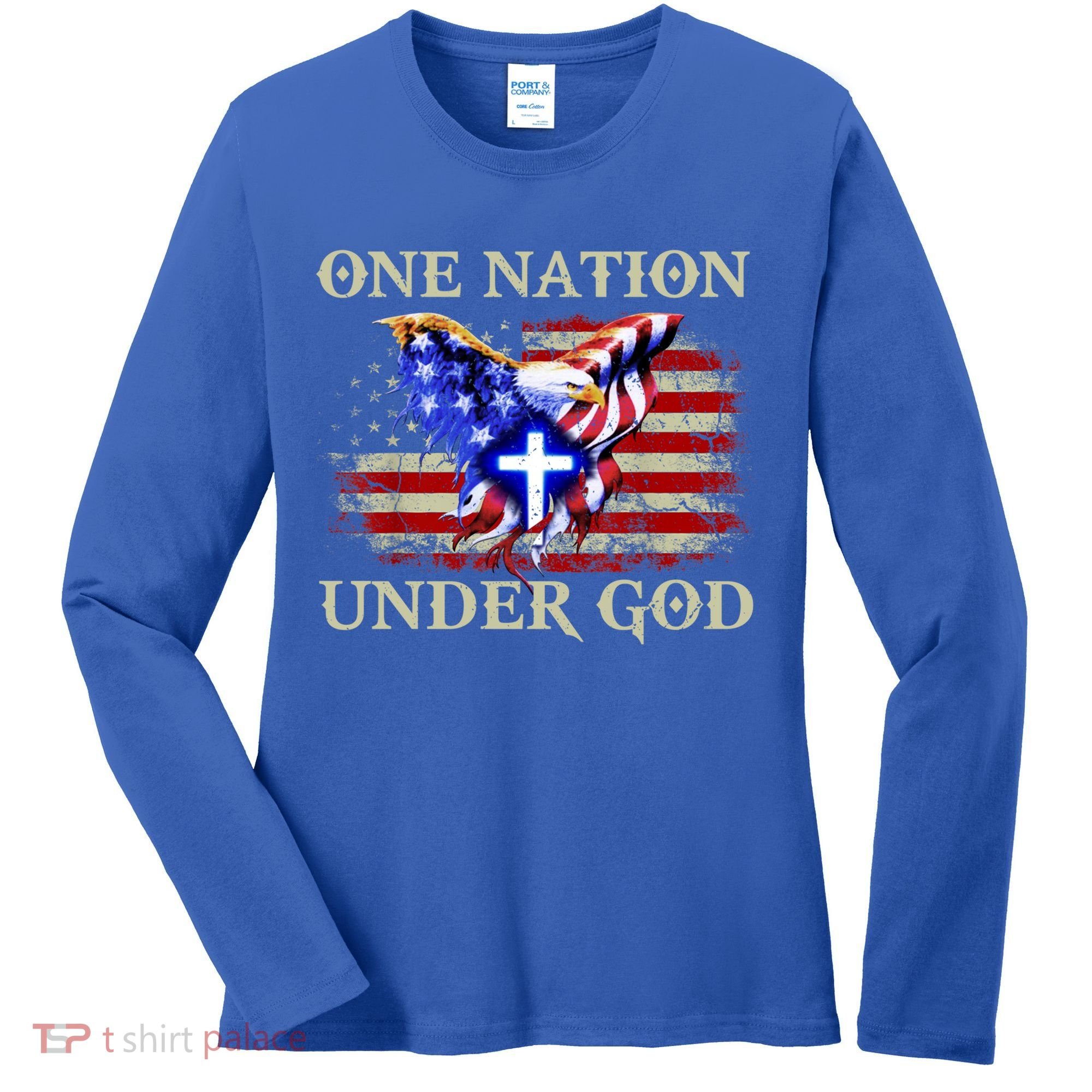 One Nation Under God Patriotic Usa Christian Gift Women's Long Sleeve Shirt