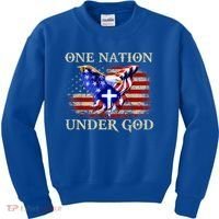 One Nation Under God Patriotic Usa Christian Gift Kids Sweatshirt thumb 0