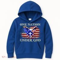 One Nation Under God Patriotic Usa Christian Gift Kids Hoodie thumb 0