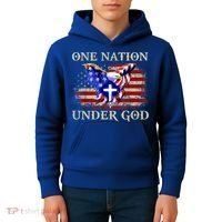 One Nation Under God Patriotic Usa Christian Gift Kids Hoodie thumb 4