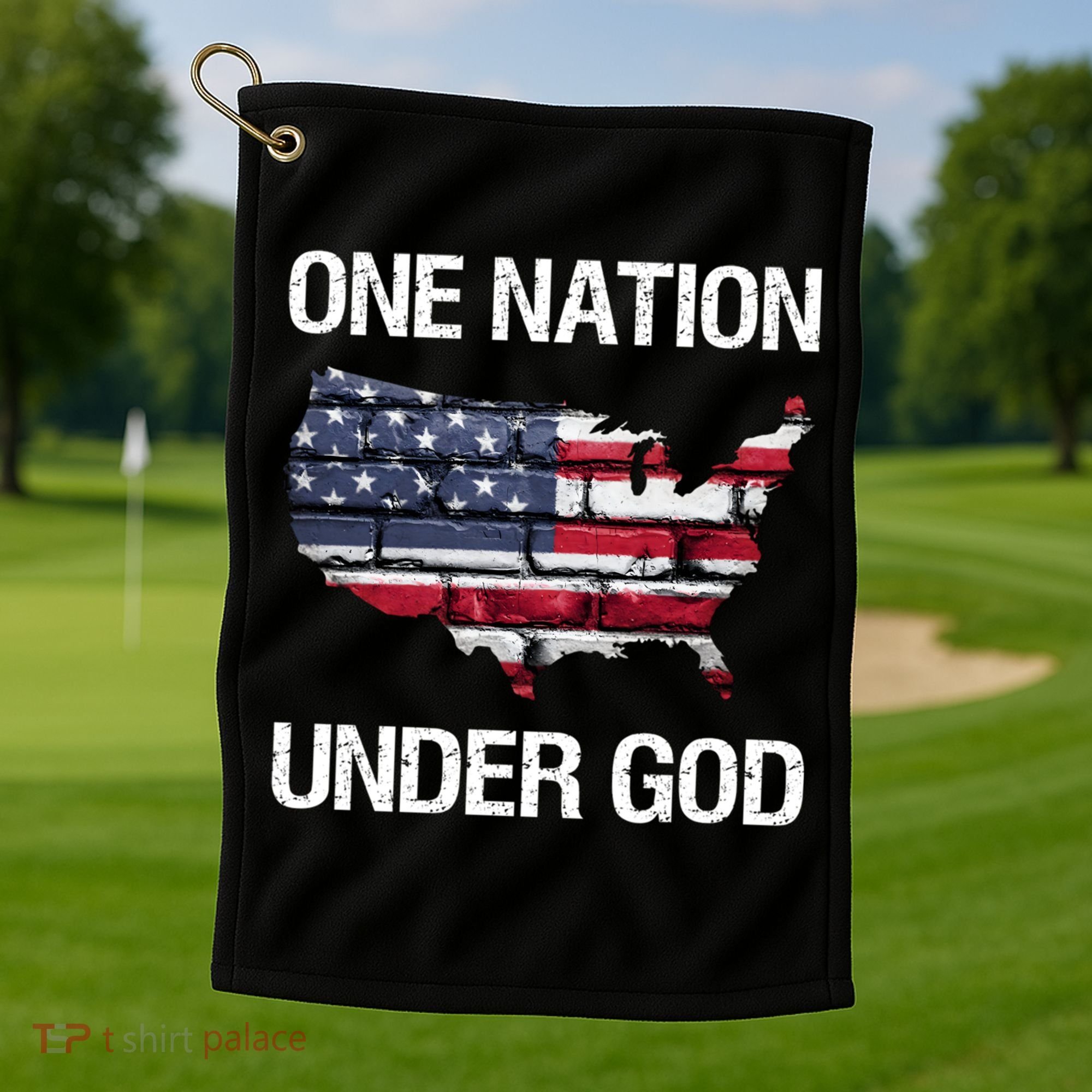 One Nation Under God American Flag Gift Golf Towel