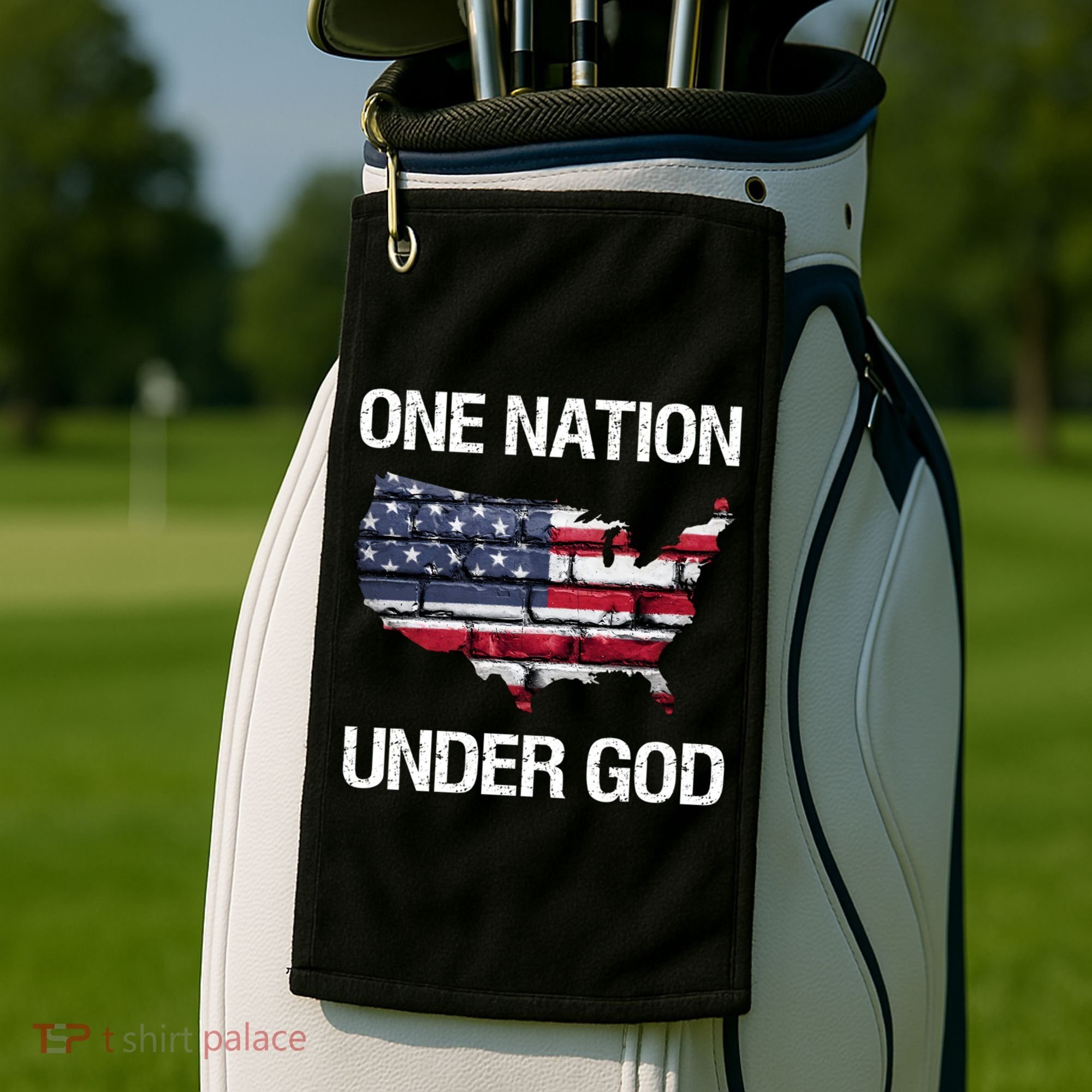 One Nation Under God American Flag Gift Golf Towel