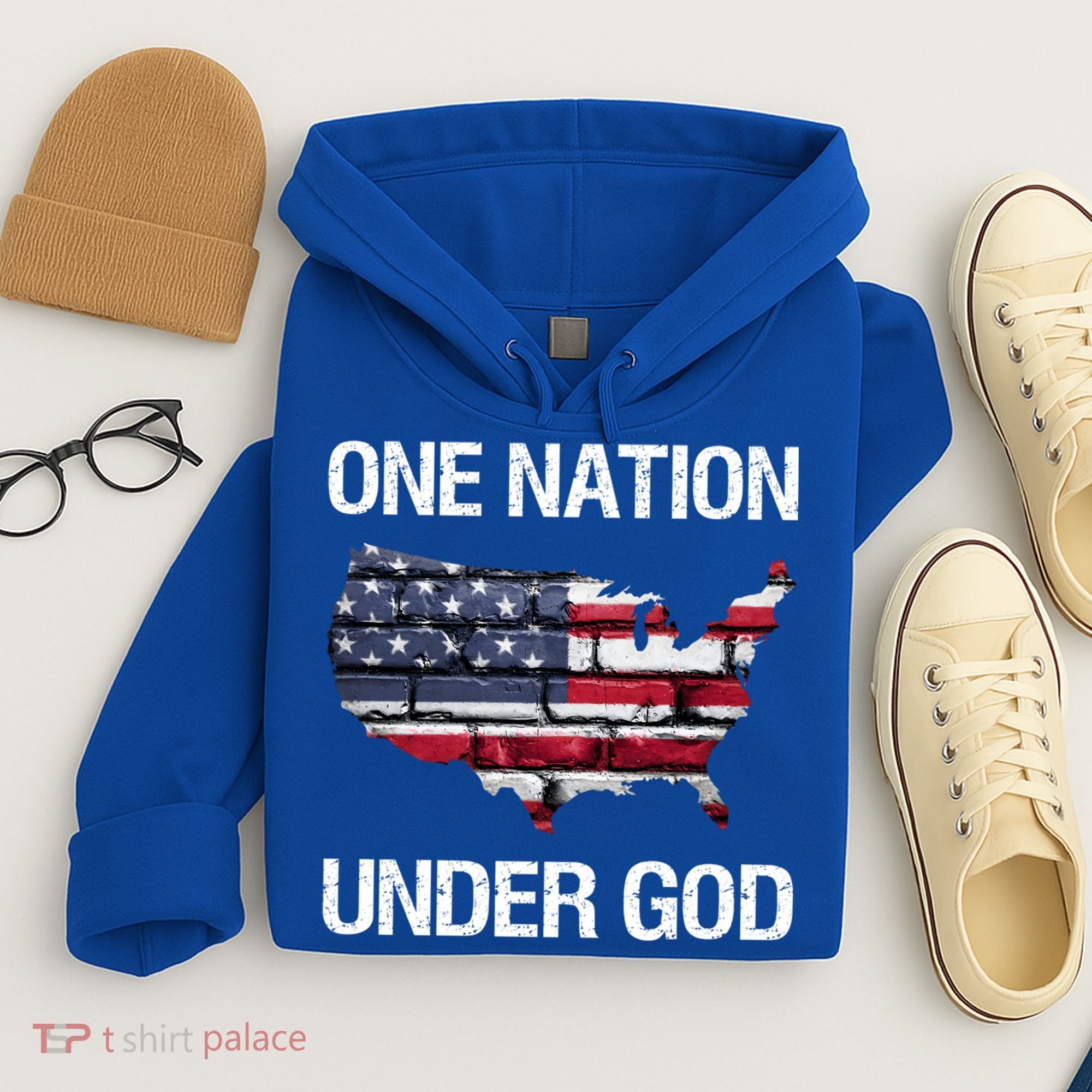 One Nation Under God American Flag Gift Hoodie