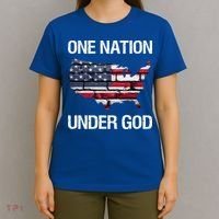 One Nation Under God American Flag Gift T-Shirt thumb 4