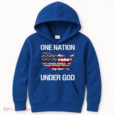 One Nation Under God American Flag Gift Kids Hoodie