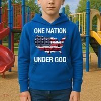 One Nation Under God American Flag Gift Kids Hoodie thumb 2