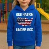 One Nation Under God American Flag Gift Kids Hoodie thumb 3
