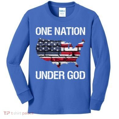 One Nation Under God American Flag Gift Kids Long Sleeve Shirt