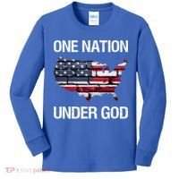 One Nation Under God American Flag Gift Kids Long Sleeve Shirt thumb 0