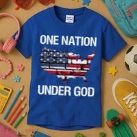 One Nation Under God American Flag Gift Kids T-Shirt thumb 3